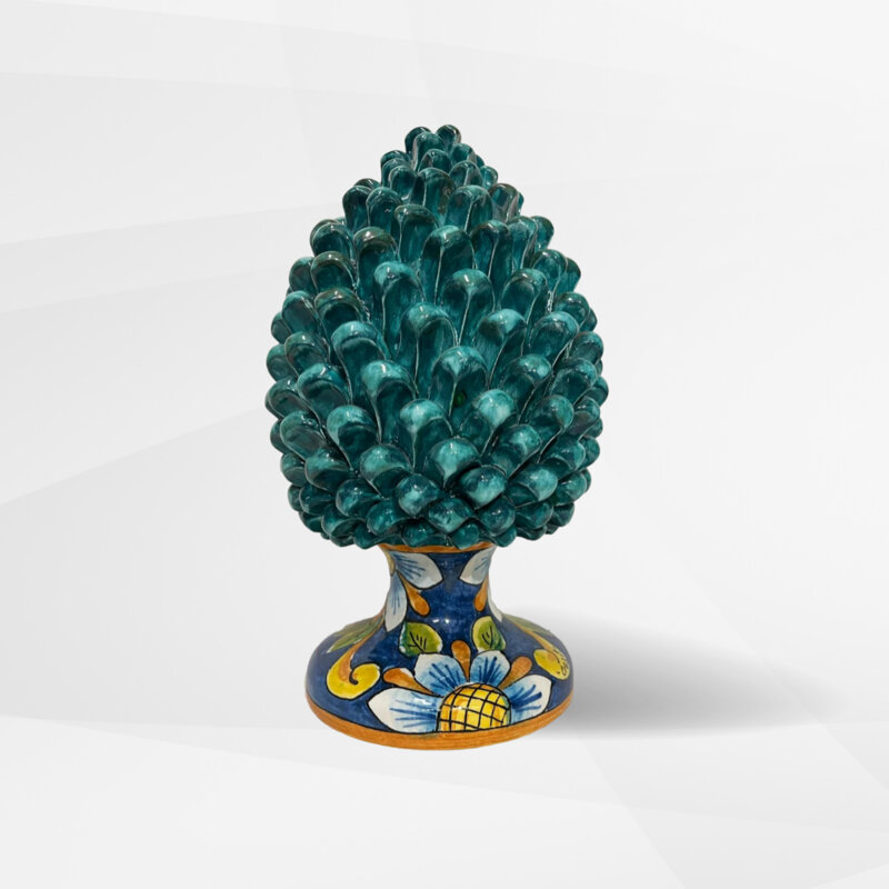 pigna-siciliana-in-ceramica-decorata-a-mano-verde-smeraldo
