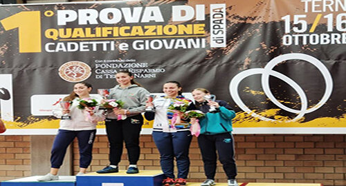Scherma, Methodos sul podio con Sofia Torrisi nelle gare zonali disputate a Terni Scherma, Methodos sul podio con Sofia Torrisi nelle gare zonali disputate a Terni