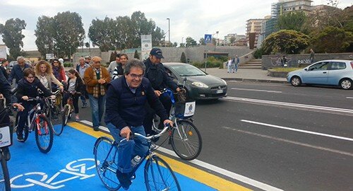 Aperta la Pista ciclabile ed il sindaco Bianco sogna una Catania a misura di bambino