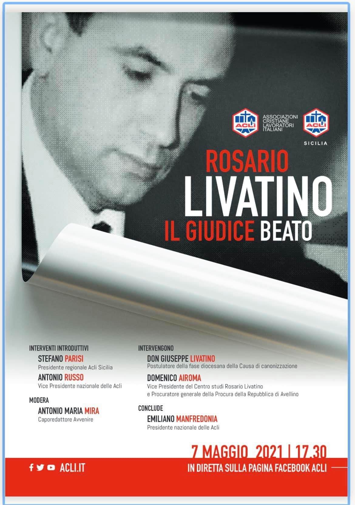 "Rosario Livatino, il giudice beato" convegno Acli in streaming il 7 maggio