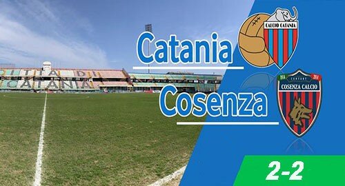 Serie C, mezzo passo falso del Catania al "Massimino", i rossazzurri pareggiano 2-2 con il Cosenza, in rete Barisic e Manneh