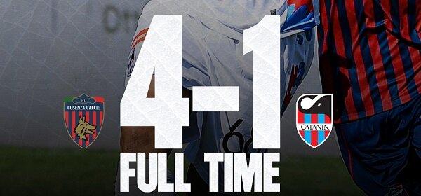 Serie C, Catania battuto 4-1 da un determinato Cosenza, in rete per gli etnei Lunetta