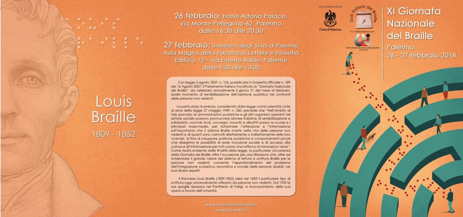 XI Giornata Nazionale del Braille: anche l'Unione Italiana Ciechi di Palermo la celebra con un doppio appuntamento 26 e 27 febbraio