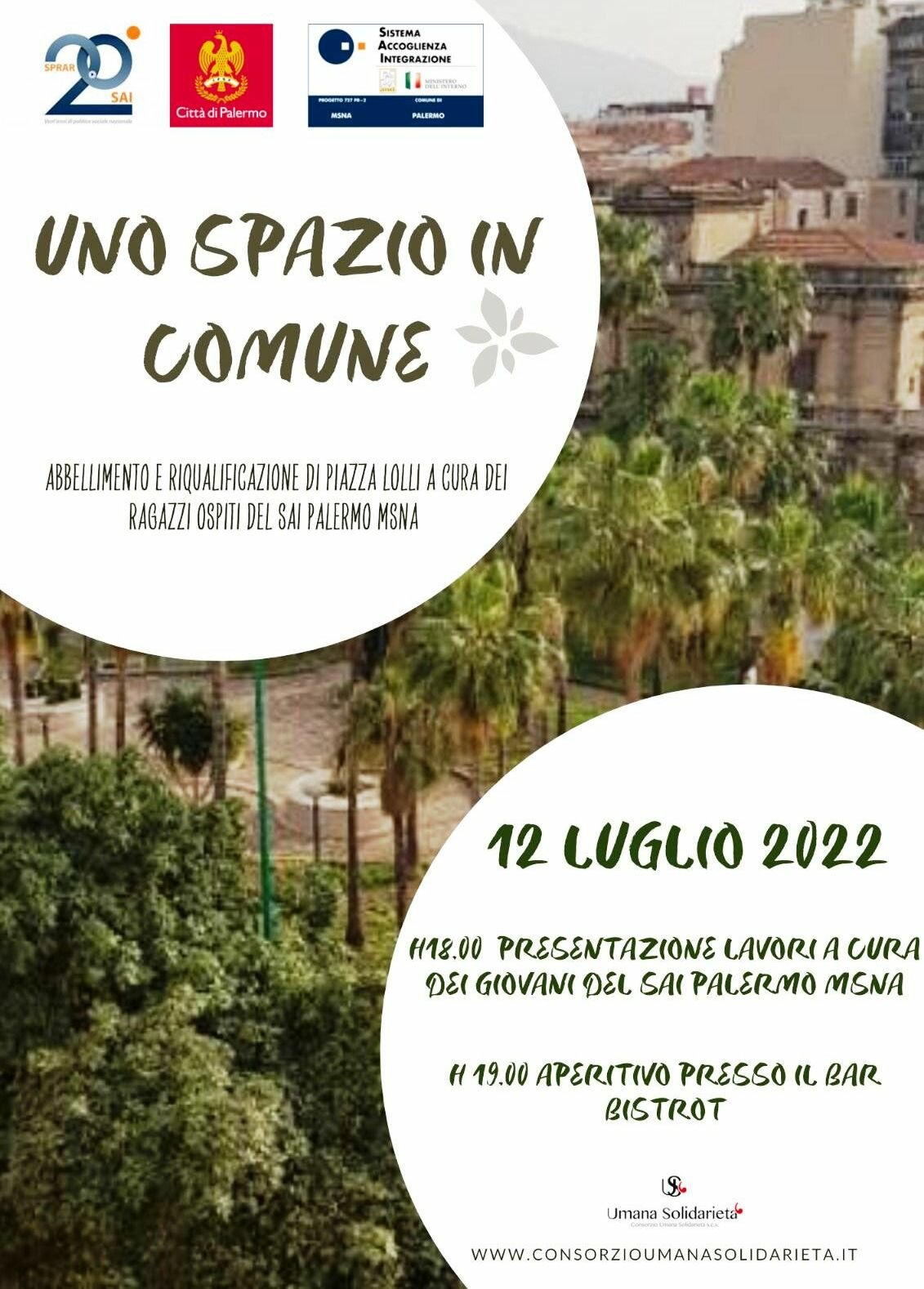 Il 12 luglio a Palermo: &ldquo;Uno Spazio in Comune&rdquo;&nbsp;Riqualificazione&nbsp;di&nbsp;Piazza Lolli