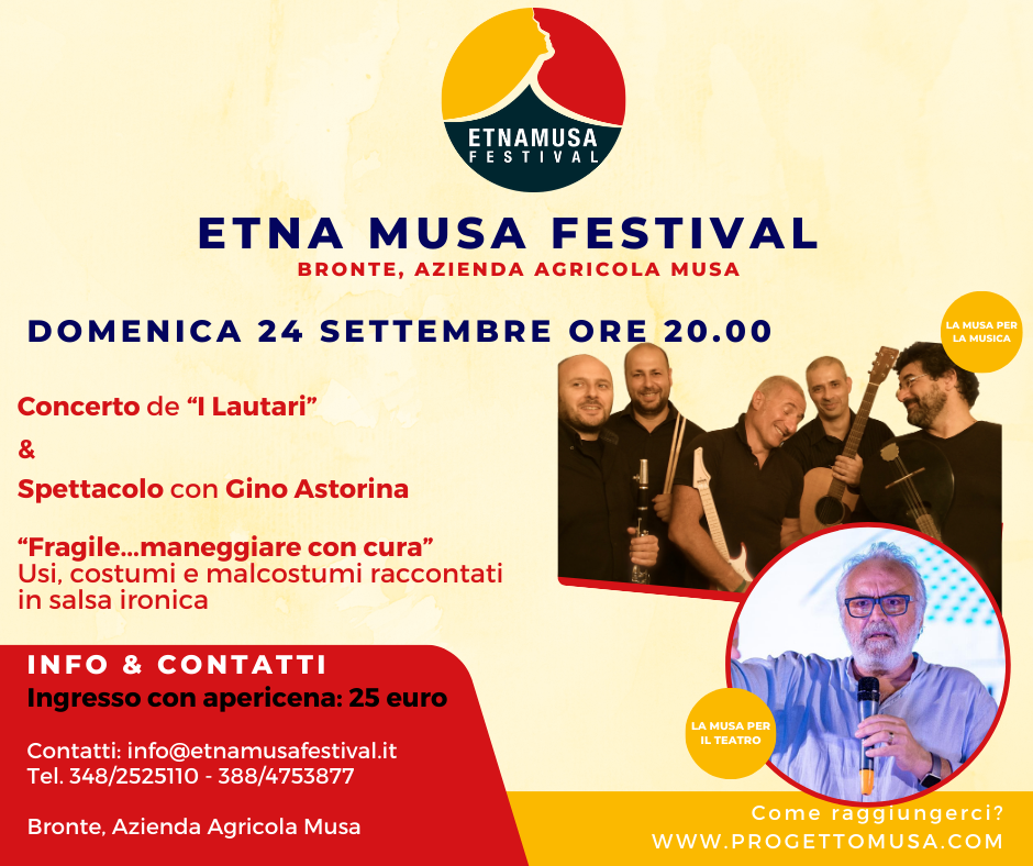 Etnamusa Festival: a Bronte il folk dei Lautari e la comicità di Gino Astorina Etnamusa Festival: a Bronte il folk dei Lautari e la comicità di Gino Astorina