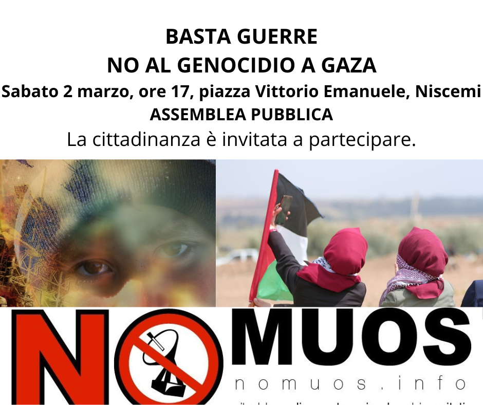 "Basta Guerre. No al genocidio a Gaza" a Niscemi il 2 marzo manifestazione del Movimento No MUOS