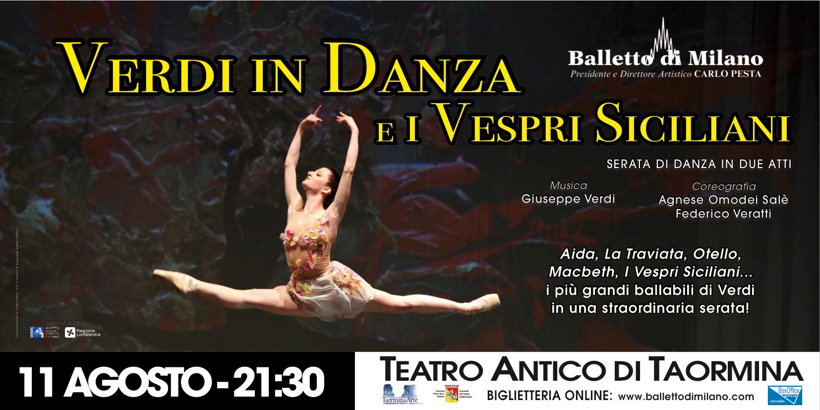 Verdi in Danza e I Vespri Siciliani l'11 agosto a Taormina Verdi in Danza e I Vespri Siciliani l'11 agosto a Taormina