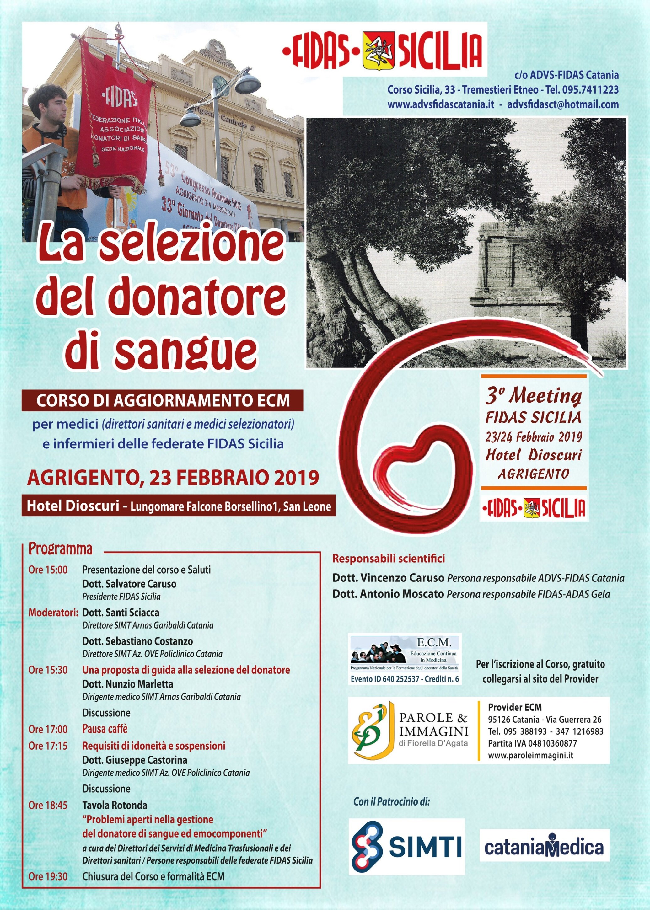 Ad Agrigento il 23 e 24 febbraio 3&deg; Meeting dei donatori di sangue Fidas Sicilia