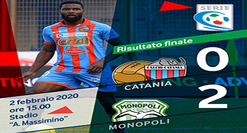 Serie C, un Catania inconsistente battuto 2-0 al "Massimino" dal Monopoli
