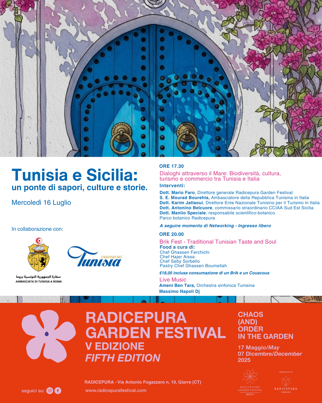 "Tunisia e Sicilia: un ponte di sapori, culture e storie" al Parco Radicepura