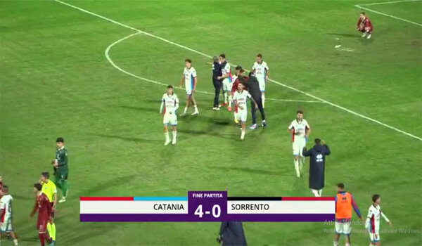 Serie C, il Catania chiude l'anno con quattro reti, battuto al "Massimino" il Sorrento, tripletta di Inglese