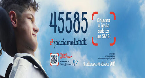 Atrofia muscolare spinale, fino al 6 ottobre un contributo a Famiglie SMA con un sms al numero 45585