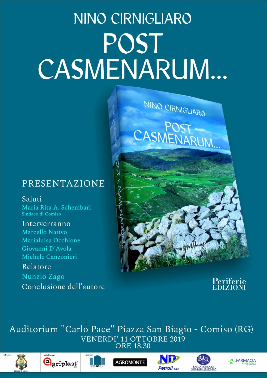 &ldquo;Post Casmenarum&rdquo;, di Nino Cirnigliaro dedicato alla storia di Comiso e ai suoi abitanti