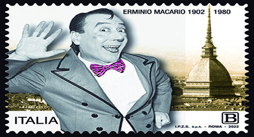 Francobollo in ricordo di Erminio Macario nel 120&deg; anniversario dalla nascita