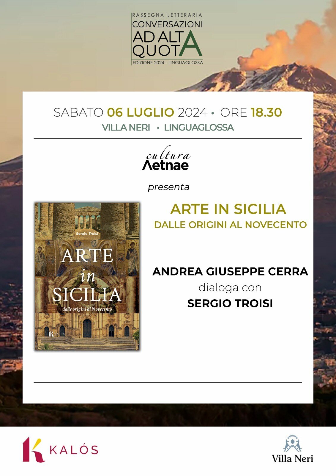 A Villa Neri di Linguaglossa "Arte in Sicilia" con lo storico Sergio Troisi