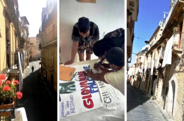 A Mineo nel Quartiere di via Ducezio esposti "lenzuoli bianchi della legalit&agrave;"