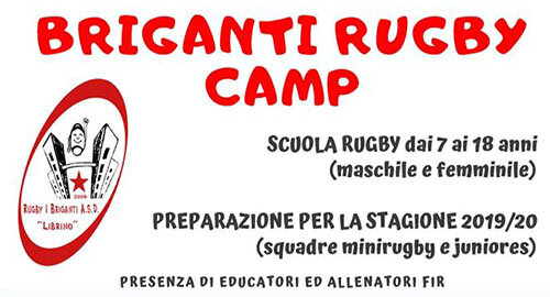 Dal 10 Giugno al "San Tedoro Liberato" di Librino il 1&deg; "Briganti Rugby Camp" per aspiranti rugbiste/rugbisti 7/18 anni