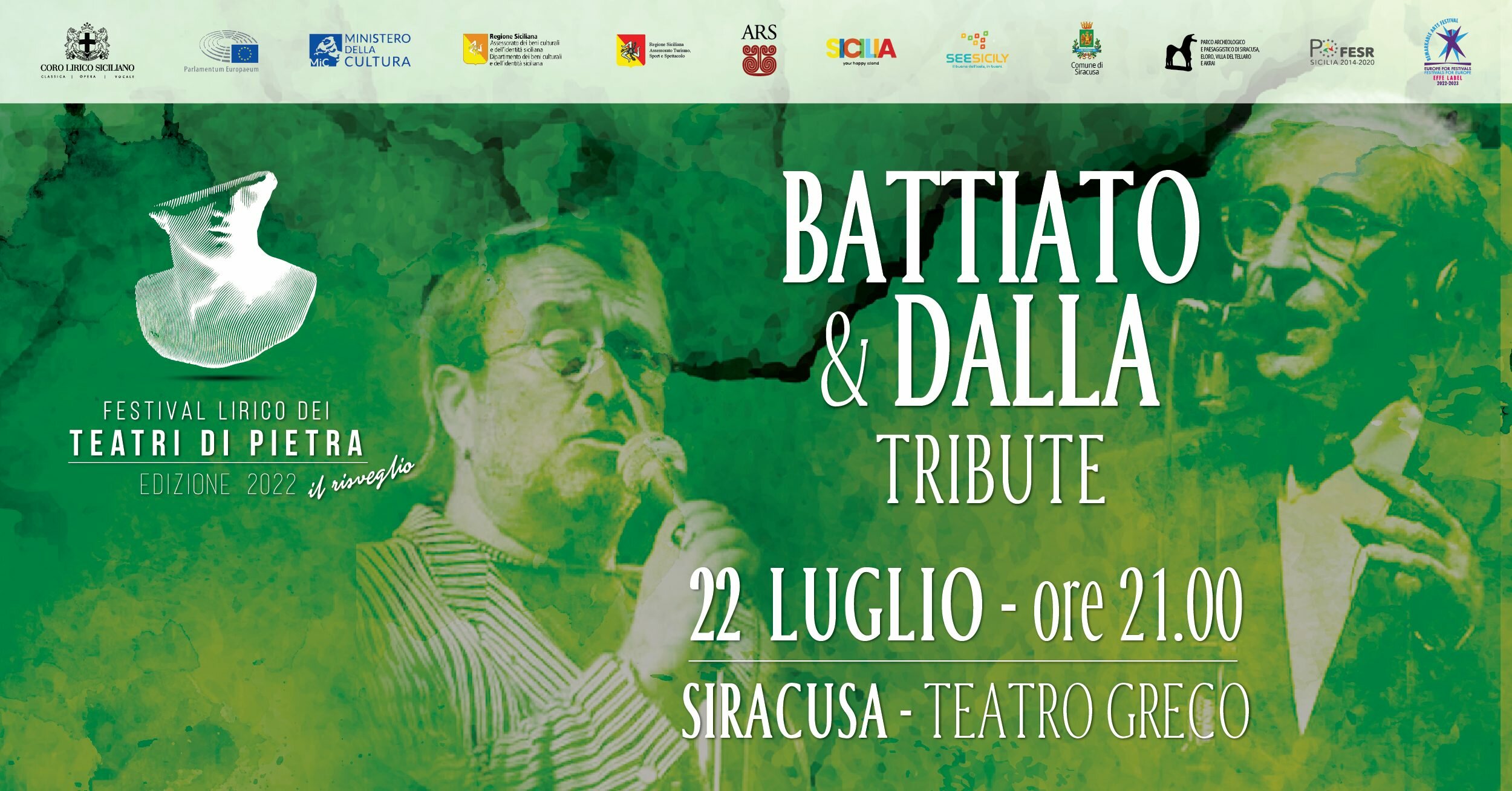 "Battiato & Dalla Tribute" inaugura il Festival Lirico dei Teatri di Pietra il 22 Luglio a Siracusa "Battiato & Dalla Tribute" inaugura il Festival Lirico dei Teatri di Pietra il 22 Luglio a Siracusa