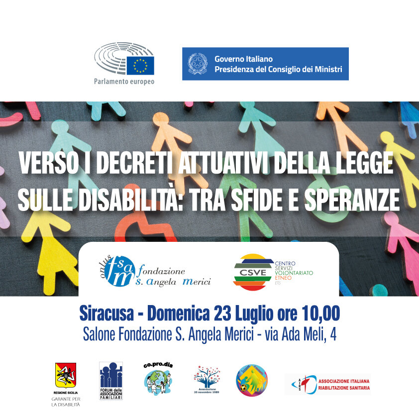&ldquo;Verso i decreti attuativi della Legge sulle Disabilit&agrave;: tra sfide e speranze&rdquo; a Siracusa il 23 luglio