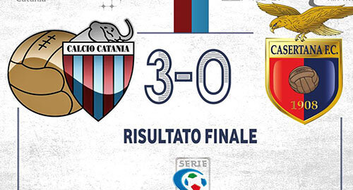 Serie C, il Catania di Andrea Sottil batte 3-0 al "Massimino" la Casertana, reti nella ripresa con Carriero, Marotta e Curiale