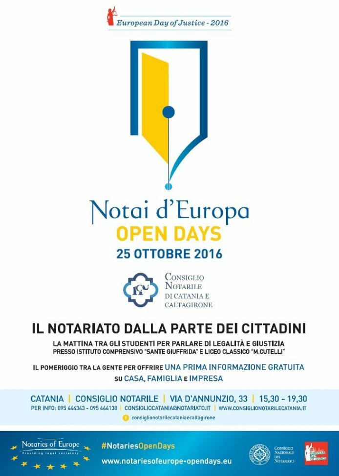 “Open day dei notai d’Europa. Insieme per la sicurezza giuridica”, il 25 ottobre a Catania “Open day dei notai d’Europa. Insieme per la sicurezza giuridica”, il 25 ottobre a Catania