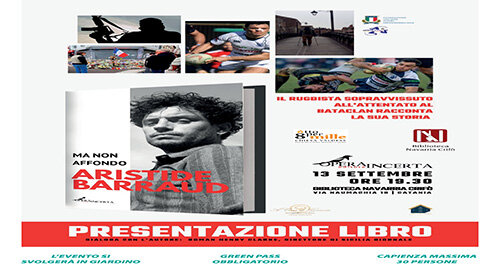 A Catania presentazione del libro "Ma non affondo" del rugbysta sopravvissuto al "Bataclan", Aristide Barraud