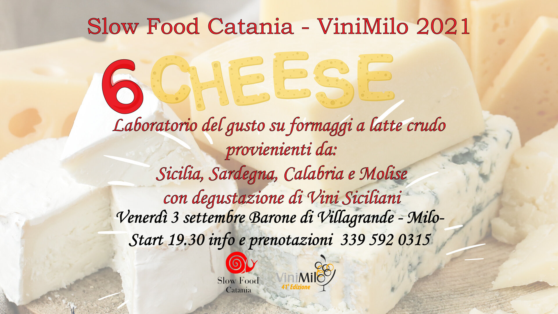 "6 Cheese", il laboratorio del gusto pulito, giusto e solidale il 3 settembre a Milo "6 Cheese", il laboratorio del gusto pulito, giusto e solidale il 3 settembre a Milo