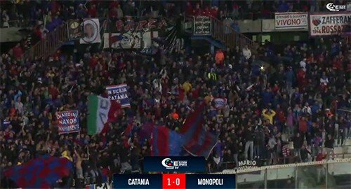 Serie C, il Catania batte 1-0 al "Massimino" il Monopoli e conquista la vetta in coabitazione con il Lecce, in rete Curiale Serie C, il Catania batte 1-0 al "Massimino" il Monopoli e conquista la vetta in coabitazione con il Lecce, in rete Curiale