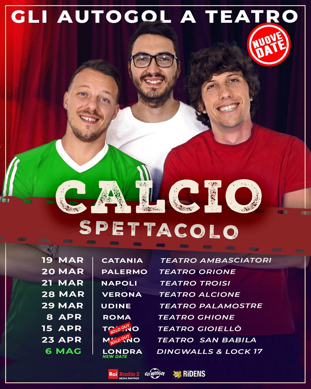 "Gli Autogol" in Sicilia a Catania e Palermo il 19 e 20 marzo
