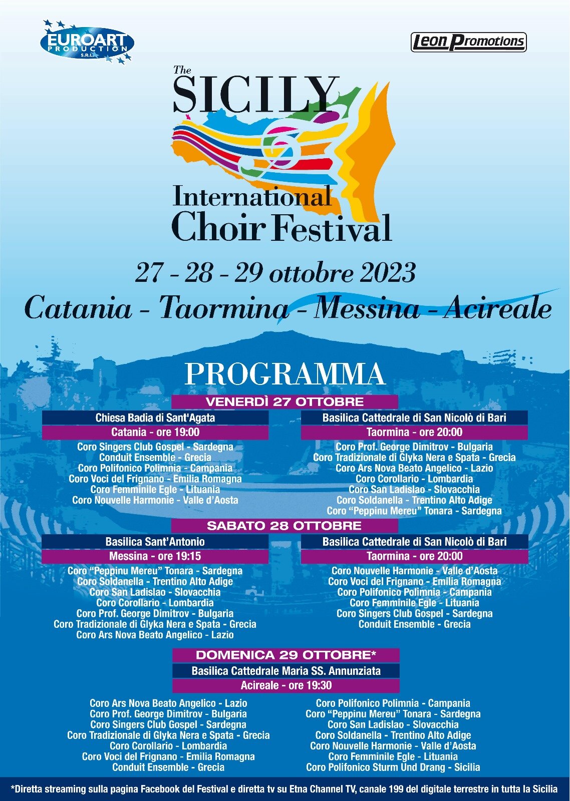 Terza edizione "The Sicily International Choir Festival" dal 27 al 29 ottobre