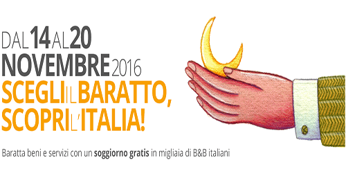 "Settimana del Baratto", dal 14 al 20 novembre B&B gratis in cambio di beni e servizi