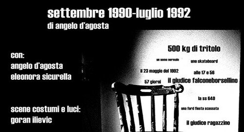 Il 21 Settembre a Librino in scena &ldquo;Settembre 1990 &ndash; Luglio 1992&rdquo; di e con Angelo D'Agosta, per la campagna &ldquo;I Briganti si meritano un prato&rdquo;