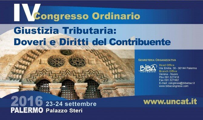 "Giustizia Tributaria: Doveri e diritti dei contribuenti", a Palermo il 23 e 24 settembre il VI Congresso Ordinario Uncat