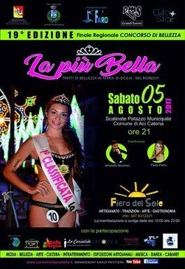 “La più Bella – Tratti di bellezza in terra di Sicilia … nel mondo”, finalissima il 5 agosto ad Aci Catena “La più Bella – Tratti di bellezza in terra di Sicilia … nel mondo”, finalissima il 5 agosto ad Aci Catena