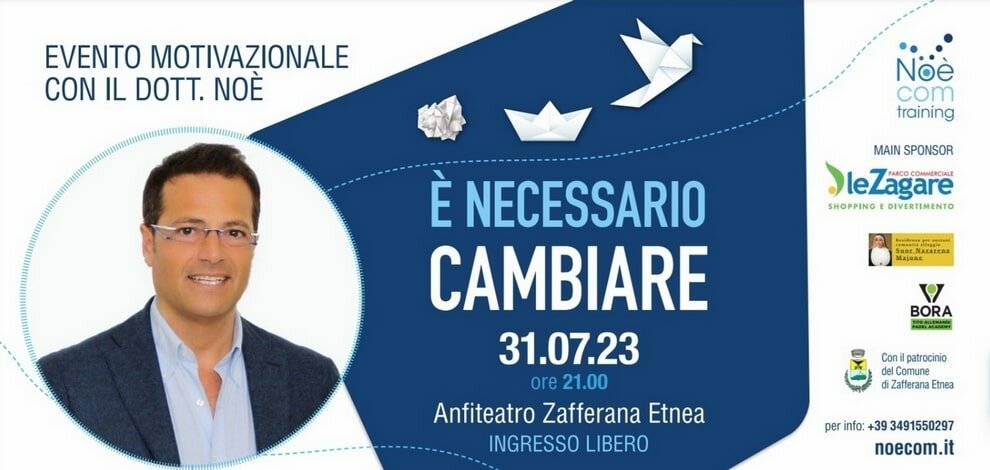 "&Egrave; necessario cambiare!", a Zafferana Etnea il 31 luglio conferenza-evento di Salvo No&egrave;