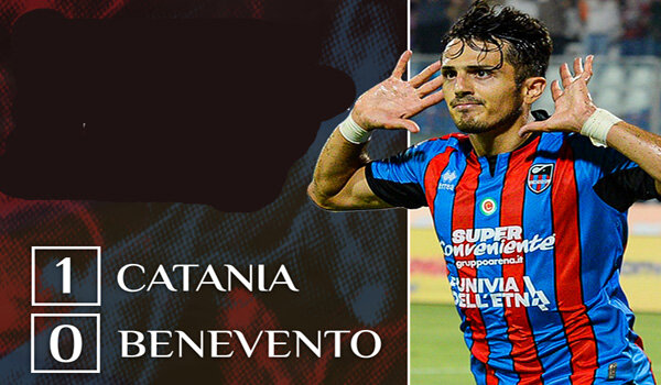 Serie C, buona la prima al "Massimino" per il Catania, battuto 1-0 il Benevento con la rete di Carpani