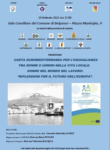 Carta "MedEquality", la presentazione a Belpasso il 19 febbraio
