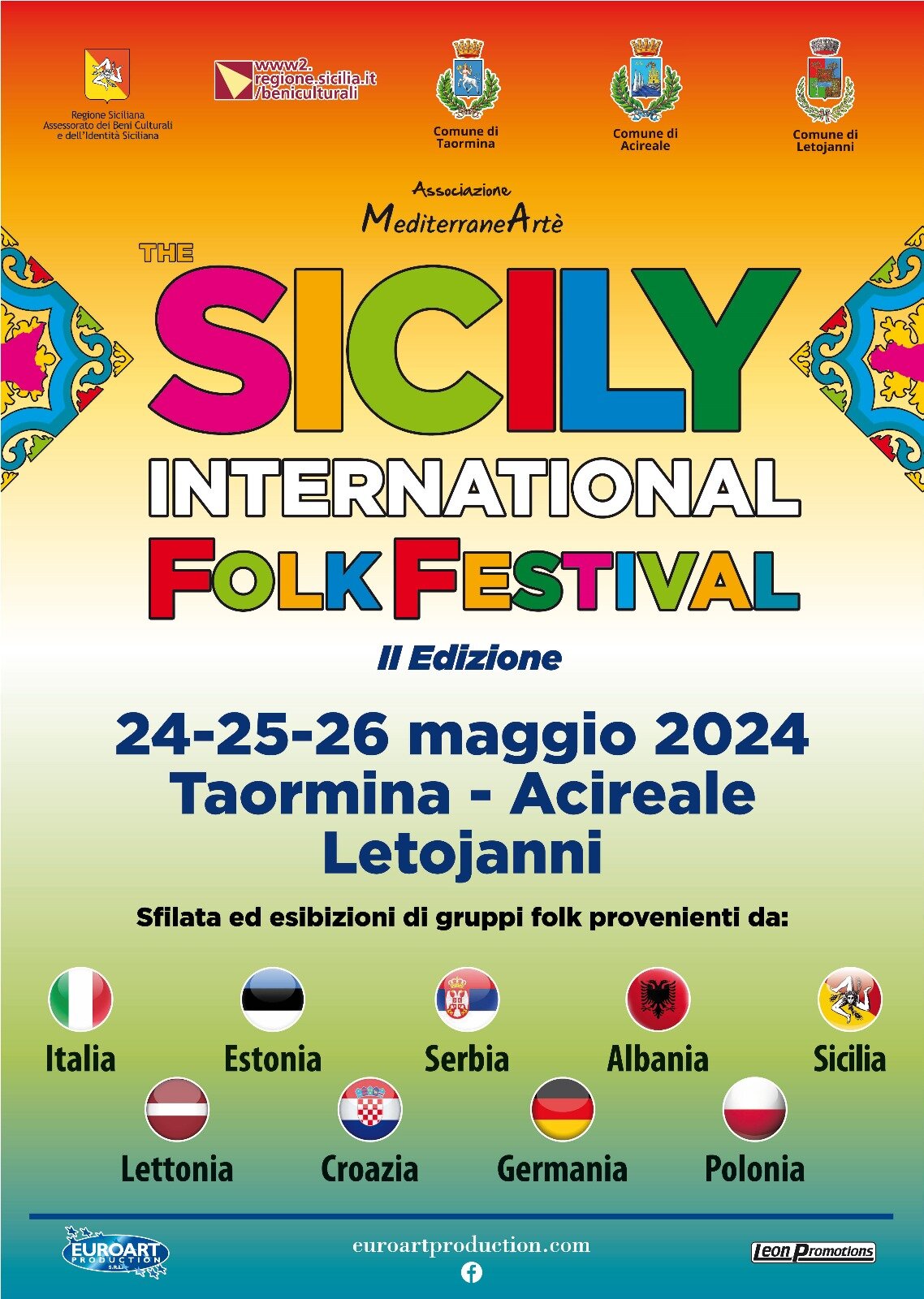 "The Sicily International Folk Festival" dal 24 al 26 maggio a Taormina, Acireale e Letojanni
