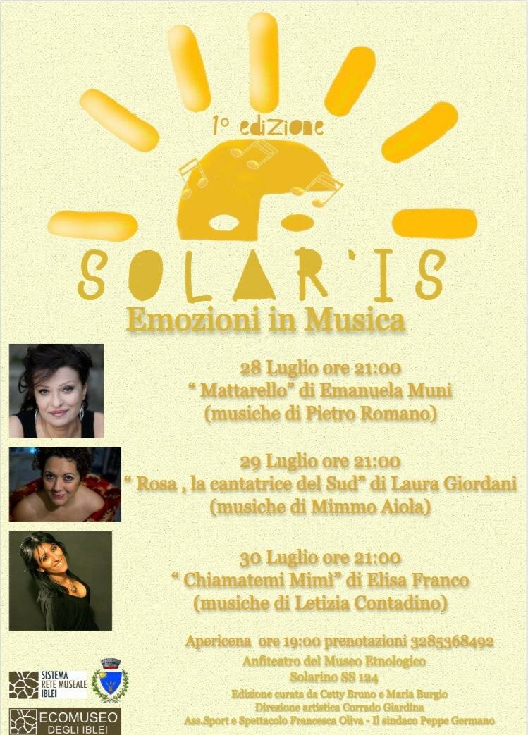 "Solar'is", emozioni in musica dal 28 al 30 luglio a Solarino
