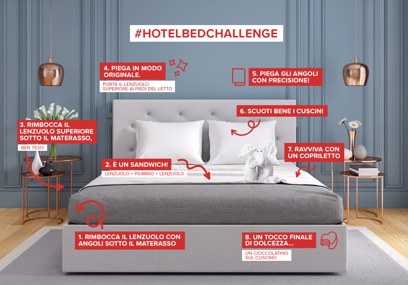 #HotelBedChallenge: mostra i cassetti e l'esperto insegna a creare animali con asciugamano