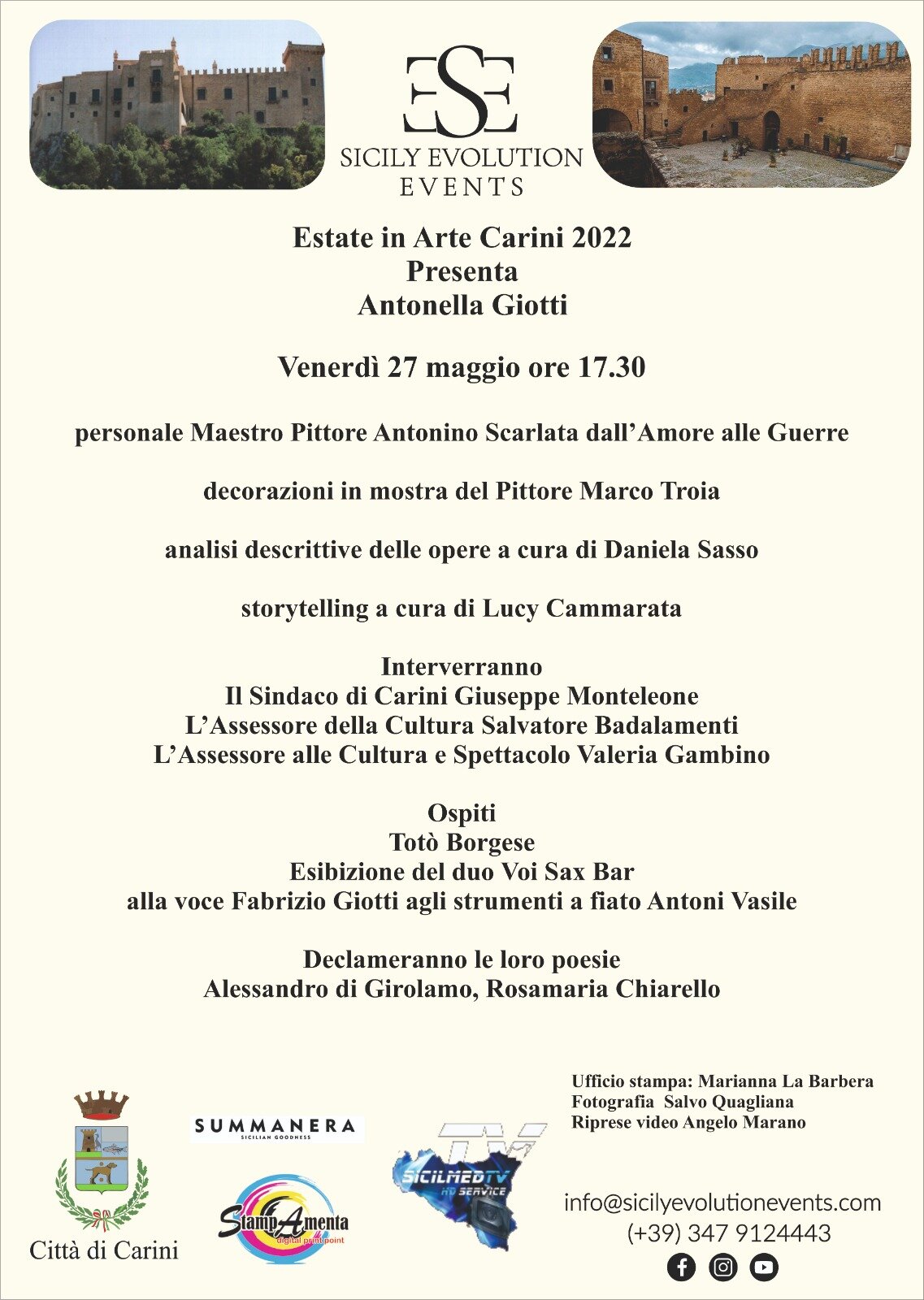 "Estate in Arte Carini 2022" dal 27 maggio personale di Antonino Scarlata