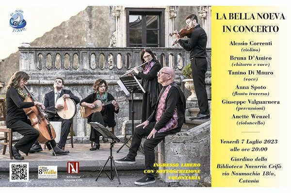 Nella Biblioteca Navarria Crif&ograve; di Catania il 7 luglio "La Bella Noeva" in concerto con musiche dal Mediterraneo
