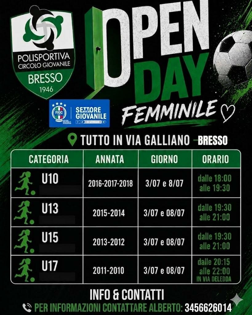 OPEN DAY PCG BRESSO WOMEN