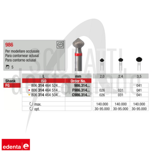 OccluShape Dia 986 Diamond Dental Burs for Occlusal Shaping