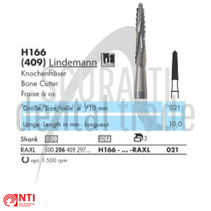 H166-021-RAXL Lindemann Tungsten Carbide Surgical Burs Ø2.1mm