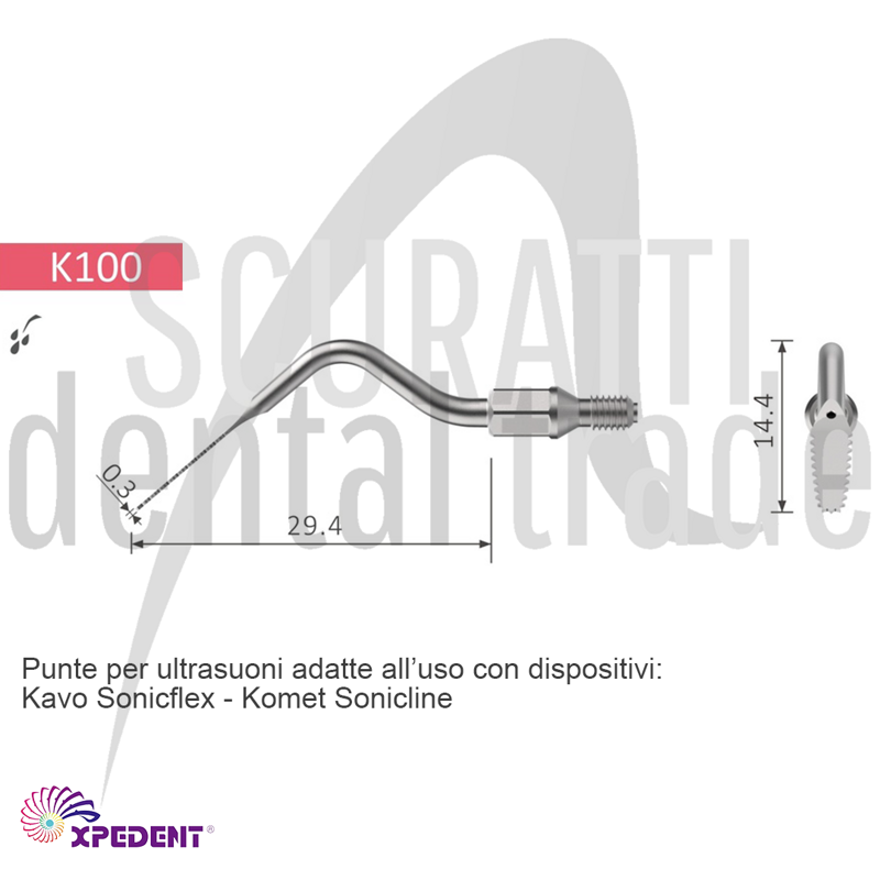 Sagittal Minimally Invasive Surgical Tip K100 for Implantology