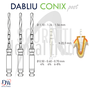 DABLIU CONIX POST Endodontic Reamers for Fiber Posts