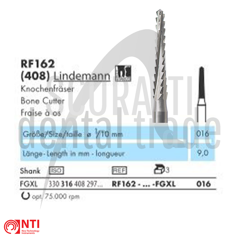 RF162 Lindemann Dental Burs Ø1.6mm Surgical Steel FGXL Drills