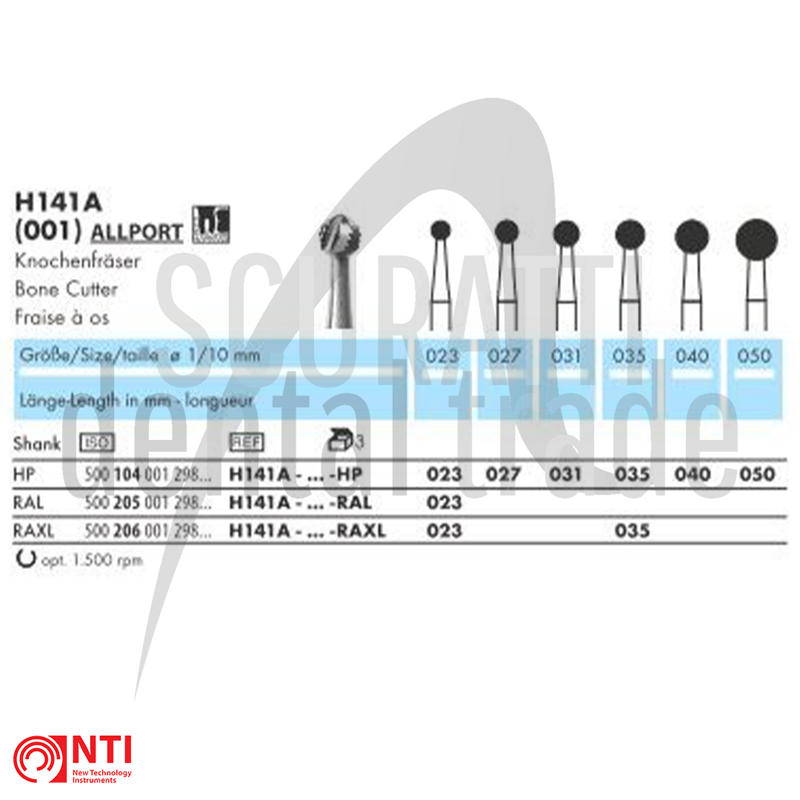 Serrated spherical surgical burs H141A carbide