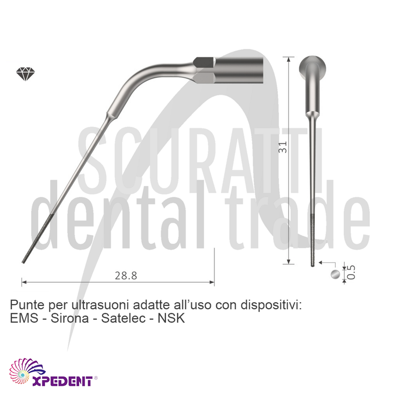 Diamond Ultrasonic Endodontic Tips E4D for Retreatment